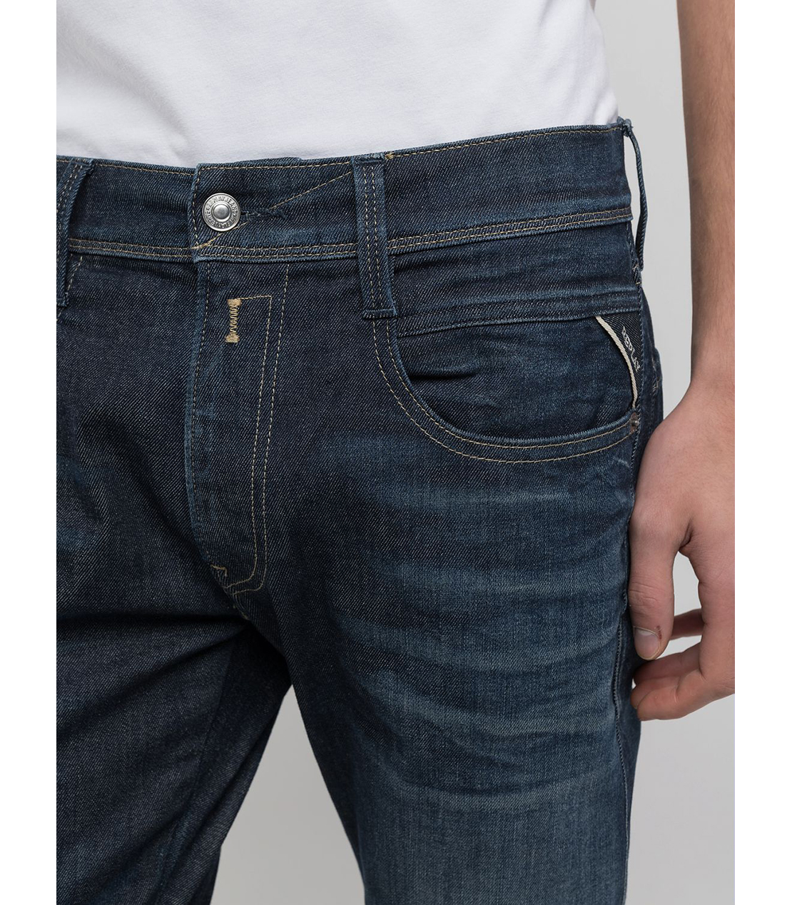 スリムフィットANBASS HYPERFLEX DUST ブルーストレッチデニム 詳細画像 ダークブルー 8